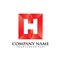 initial H 3D Pixel Modern Logo Icon