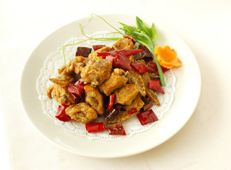 Diced chicken with garlic.	chinese cuisine. yumcha, chinese food. 


