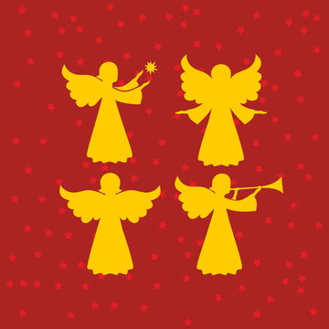Angel silhouettes. Merry christmas