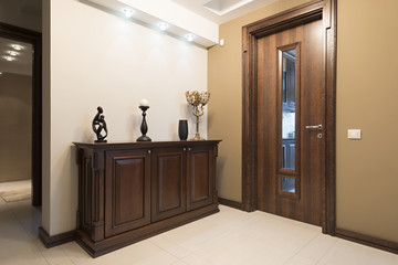 Modern anteroom interior in brown tones