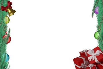 Fir branch frame with baubles