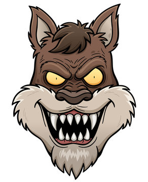 Vector illustration of Wolf Face cartoon