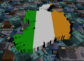 Ireland Map flag on Euros illustration