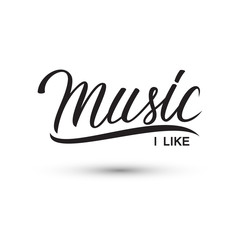 Obraz premium Music. Handwritten word. Black color. Vector illustration.