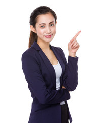 Asian Young Businesswoman with finger point up