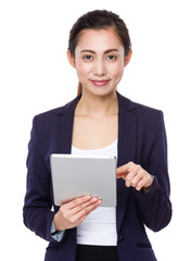 Asian Businesswoman use of the tablet pc