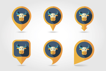 Bull mapping pins icons