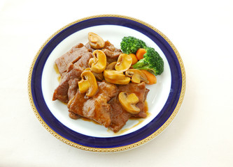 Veal chop with oyster sauce.	chinese cuisine. yumcha, chinese food. 

