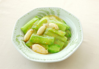 Loofah with dehydrate scallop / crab meat.	chinese cuisine. yumcha, chinese food. 

