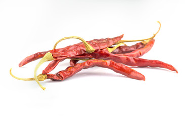Dried red peppers isolated on  white background