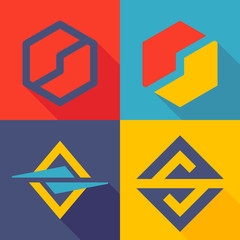 S letter line logo set