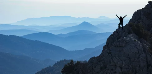 Photo sur Plexiglas Alpinisme succès et bonheur pour atteindre la chaîne de montagnes