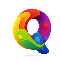 Q letter volume colorful logo with splash.