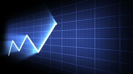 Glowing business graph with light rays in perspective - Powered by Adobe