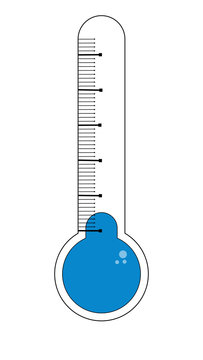 Term&oacute;metro con liquido azul sobre fondo blanco para indicar temperaturas frias