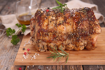 roast meat on board