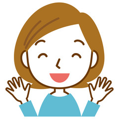喜ぶ女性　表情ポーズ