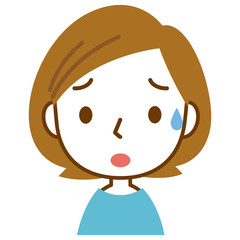 心配する女性　表情ポーズ