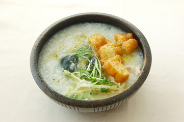 Congee with abalone & chicken.