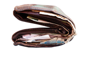 wallet with money on isolated