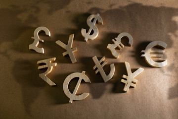 Money and economy and world currency unit - obrazy, fototapety, plakaty