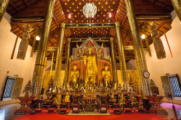 Fototapeta na wymiar Interior of Wat Chedi Luang, Chiang Mai, Thailand