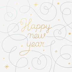 Happy new year - greeting card with hand-lettering type in calli