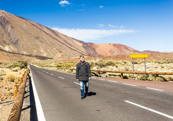 Man walking in a road