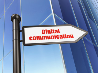 Data concept: sign Digital Communication on Building background