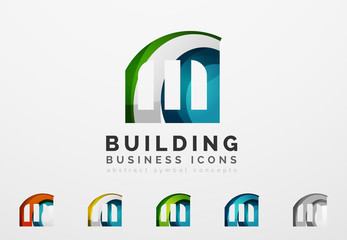 Set of real estate or building logo business icons
