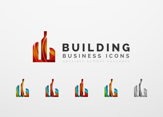 Set of real estate or building logo business icons