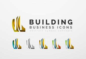 Set of real estate or building logo business icons