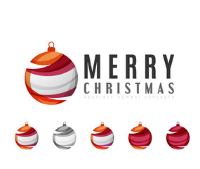 Set of abstract Christmas ball icons, business logo concepts