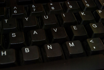 save word on black keyboard