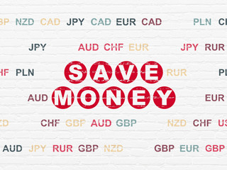 Currency concept: Save Money on wall background