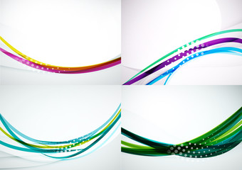 Set of abstract backgrounds. Elegant colorful decorated lines