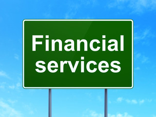 Banking concept: Financial Services on road sign background