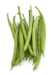 Green beans handful isolated on white background cutout