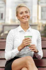 Beautiful businesswoman on coffee break