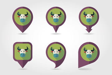 Bull mapping pins icons