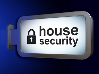 Privacy concept: House Security and Closed Padlock on billboard