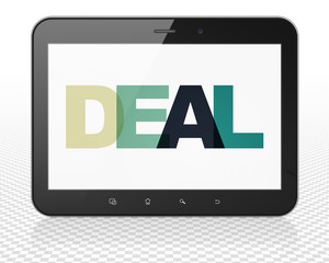 Finance concept: Tablet Pc Computer with Deal on  display