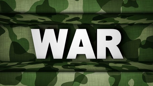 WAR Text in Military Gate, Loop, 4k 
