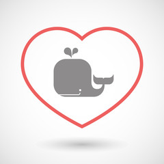 Line heart icon with a whale
