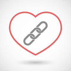 Line heart icon with a chain