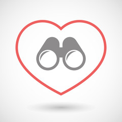 Line heart icon with a binoculars