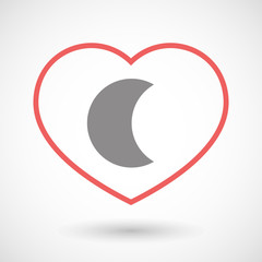 Line heart icon with a moon