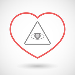 Line heart icon with an all seeing eye