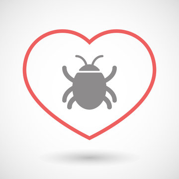 Line heart icon with a bug