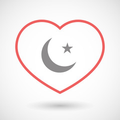 Line heart icon with an islam sign